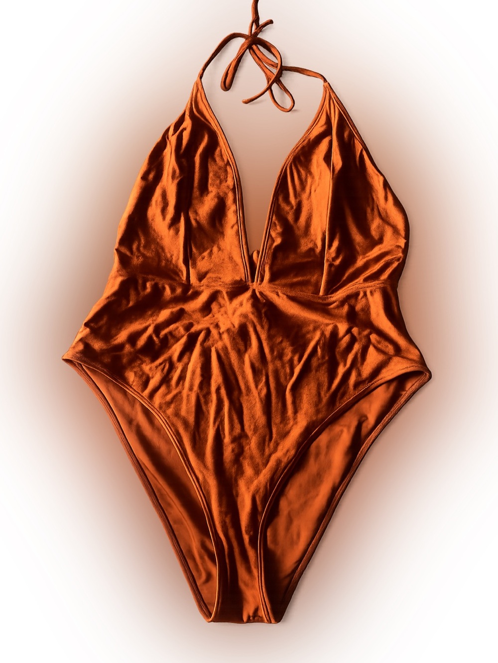 Forever 21 Girls' One-Piece Halter Swimsuit in Rust Orange